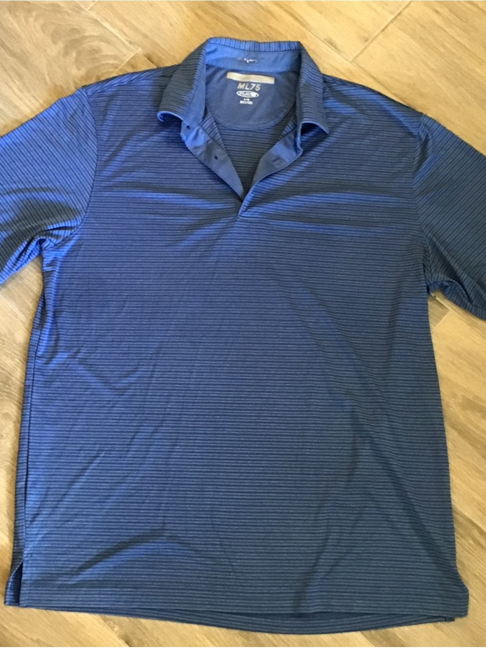 Greg Norman Collection Men's Blue Striped Performance Polo